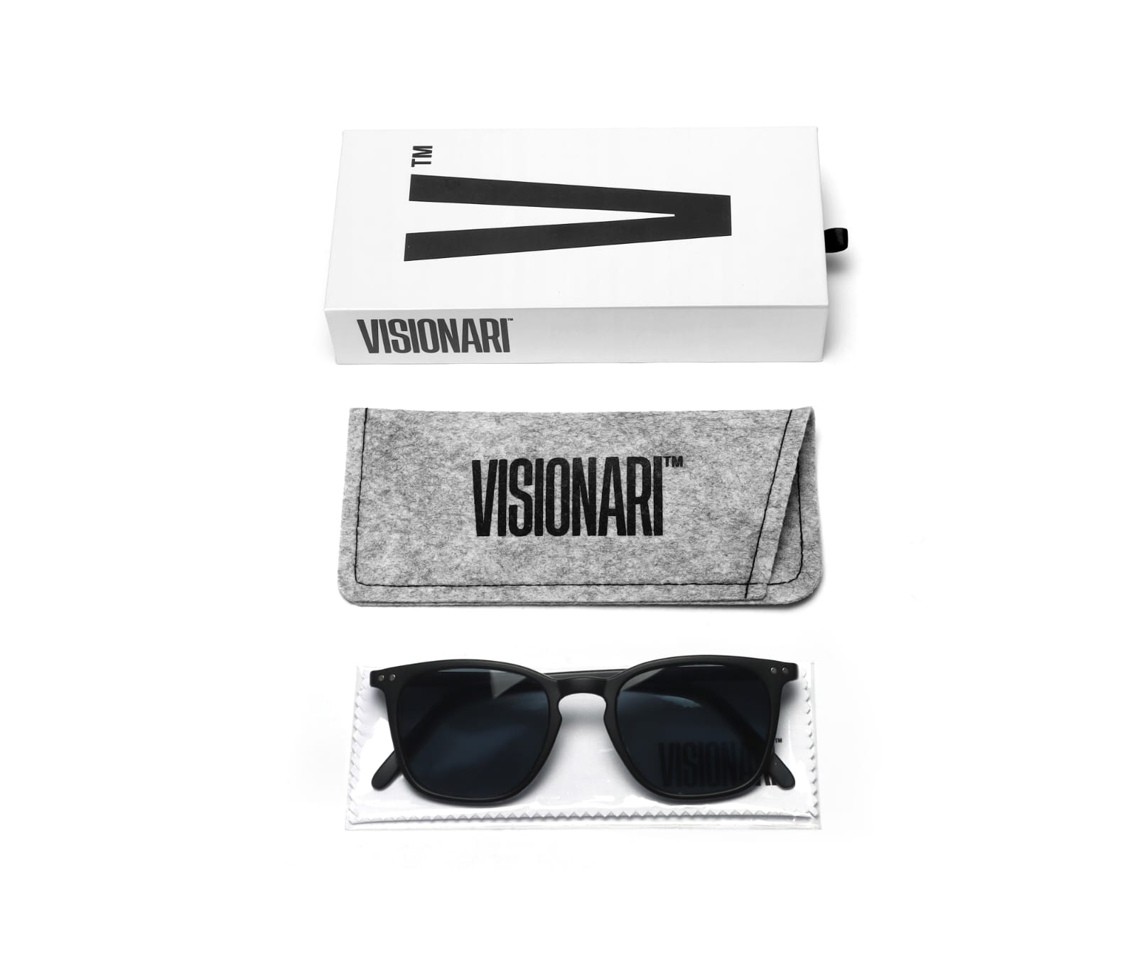 Visionari Light Quadrado — Preto fosco — Sol