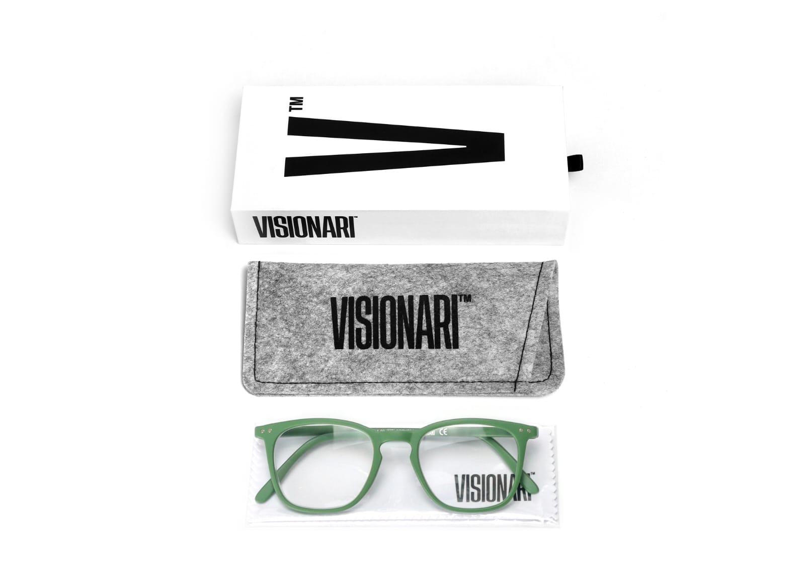 Visionari Light Quadrado — Verde sólido fosco — Leitura
