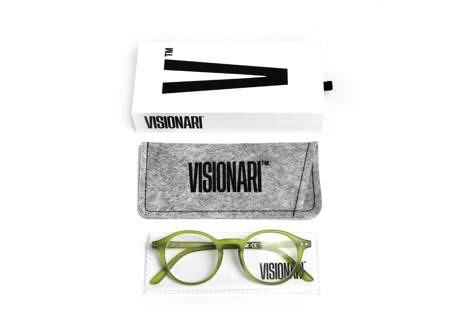 Visionari Light Redondo — Verde cristal fosco — Leitura