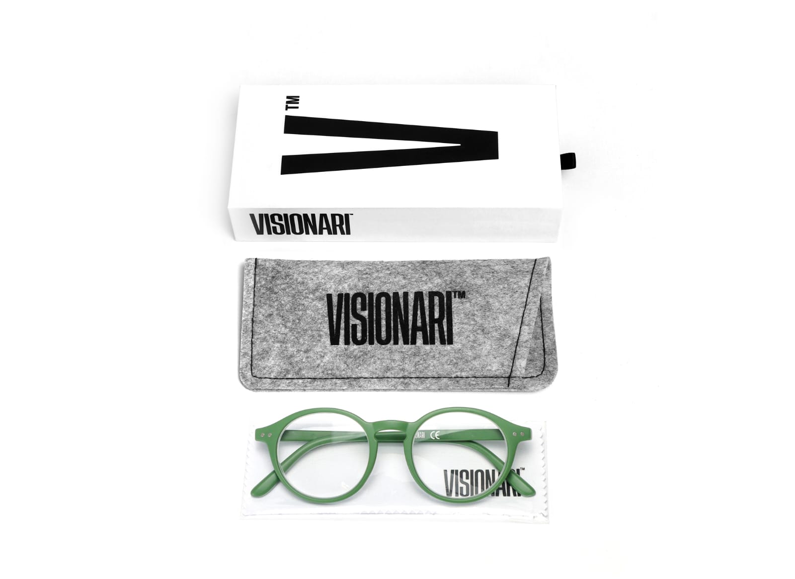 Visionari Light Redondo — Verde sólido fosco — Leitura